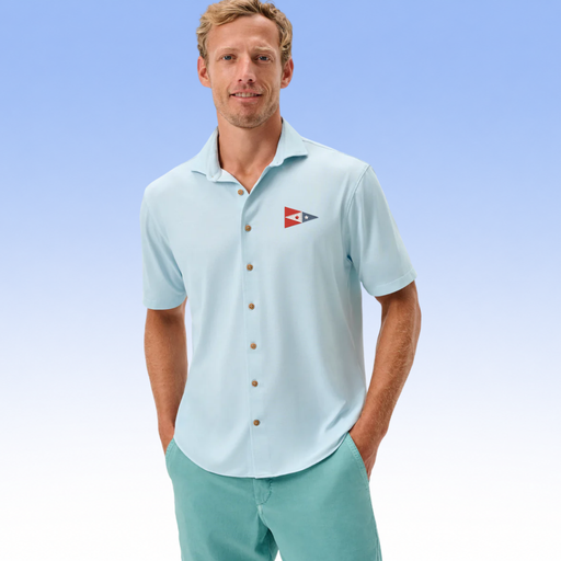JOHNNIE-O BRECK SOLID KNIT SHORT SLEEVE BUTTON DOWN